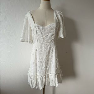 SHOWPO. Fancy A Spritz Square Neck Dress in White Embroidery 6 NWT